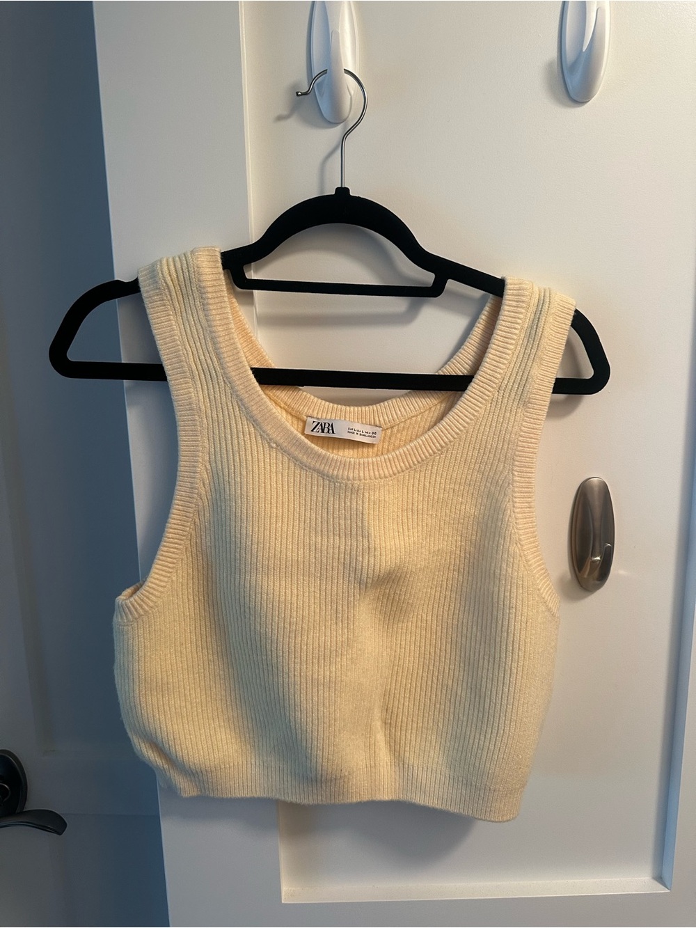 Zara Cream Ribbed Cropped Tank